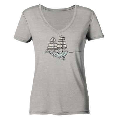 Sailing Whale - Ladies Organic V-Neck Shirt