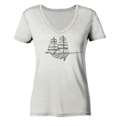 Sailing Whale - Ladies Organic V-Neck Shirt