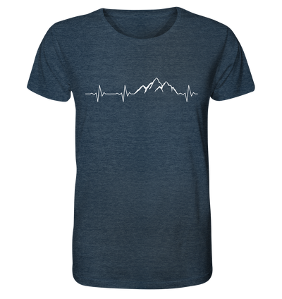 Herzschlag Berge - Organic Shirt Meliert - Wunschtext