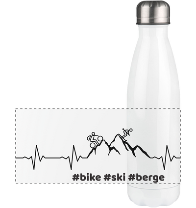 Herzschlag Mountainbike & Ski - Panorama Thermoflasche 500ml - Wunschtext