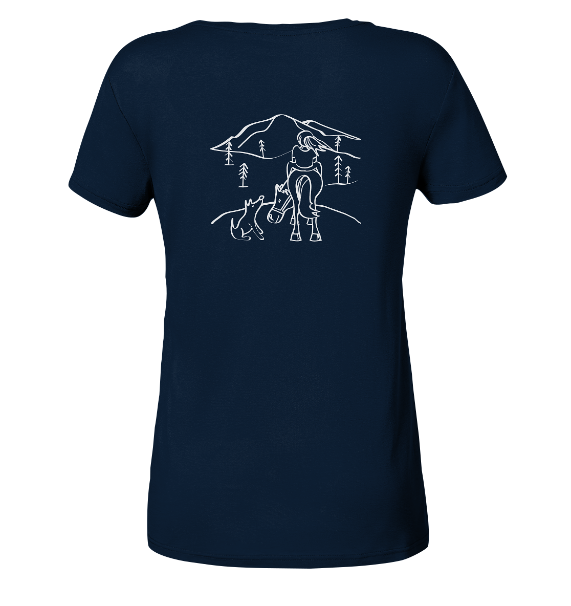 Aussicht mit meinem Hund und Pferd - Ladies V-Neck Shirt