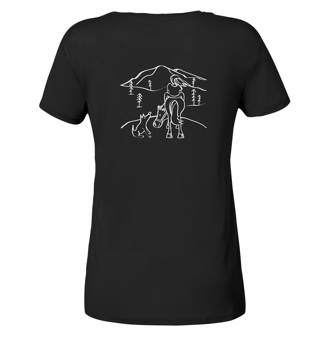 Aussicht mit meinem Hund und Pferd - Ladies V-Neck Shirt