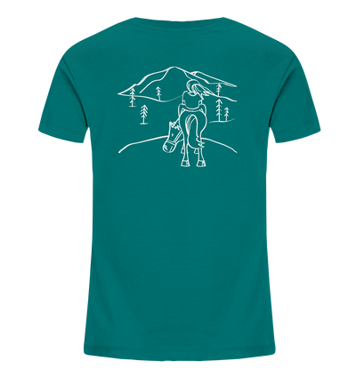 Aussicht mit meinem Pferd - Kids Organic Shirt - Wunschtext