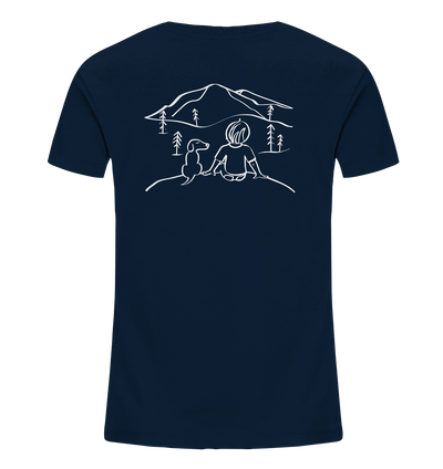 Aussicht mit meinem Hund - Kids Organic Shirt - Wunschtext