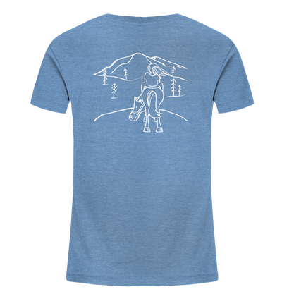 Aussicht mit meinem Pferd - Kids Organic Shirt - Wunschtext