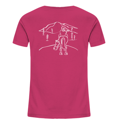 Aussicht mit meinem Pferd - Kids Organic Shirt - Wunschtext