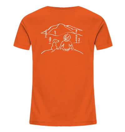 Aussicht mit meinem Hund - Kids Organic Shirt - Wunschtext