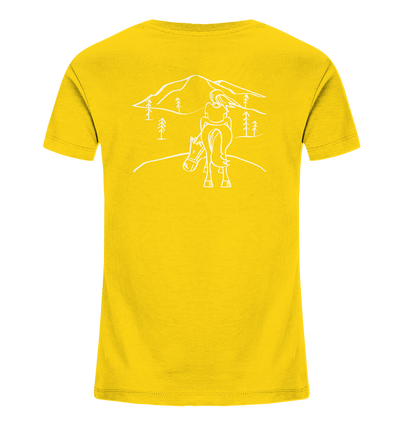 Aussicht mit meinem Pferd - Kids Organic Shirt - Wunschtext