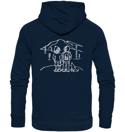 Aussicht mit unserem Hund - Organic Fashion Hoodie - Wunschtext