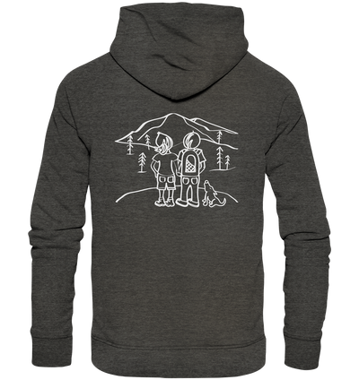 Aussicht mit unserem Hund - Organic Fashion Hoodie - Wunschtext