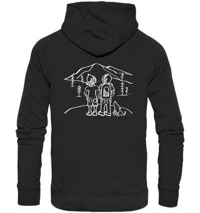 Aussicht mit unserem Hund - Organic Fashion Hoodie - Wunschtext