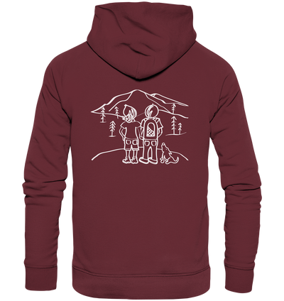 Aussicht mit unserem Hund - Organic Fashion Hoodie - Wunschtext