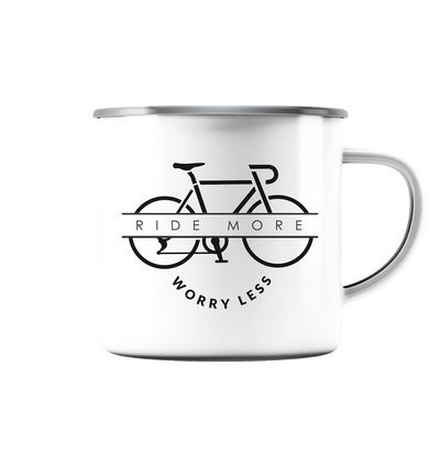 Ride More Worry Less - Emaille Tasse