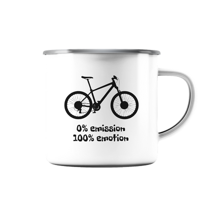 0% Emission 100% Emotion - Emaille Tasse