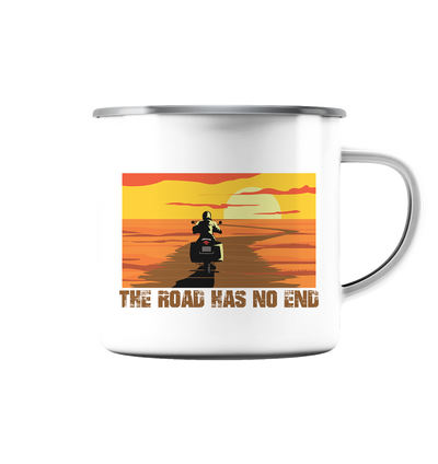 The Road has no End - Emaille Tasse