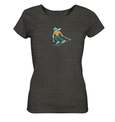 Pixelart Skifahrer - Ladies Organic Shirt Meliert