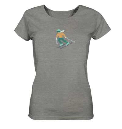 Pixelart Skifahrer - Ladies Organic Shirt Meliert