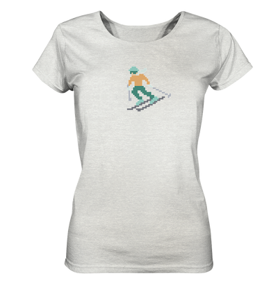 Pixelart Skifahrer - Ladies Organic Shirt Meliert