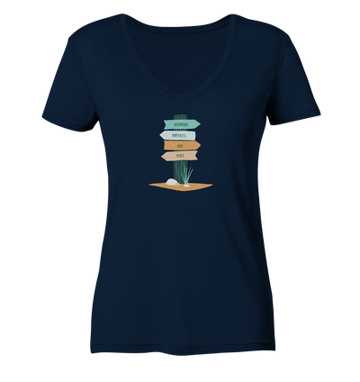 Adventure, Happiness, Love , Peace - Ladies Organic V-Neck Shirt