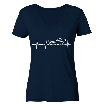 Herzschlag Motorboot - Ladies Organic V-Neck Shirt