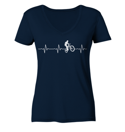 Herzschlag Mountainbike - Ladies Organic V-Neck Shirt