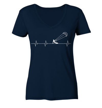 Herzschlag Kitesurfen - Ladies Organic V-Neck Shirt