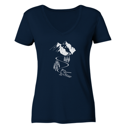 Skifahren - Ladies Organic V-Neck Shirt