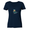 Pixelart Skifahrer - Ladies Organic V-Neck Shirt