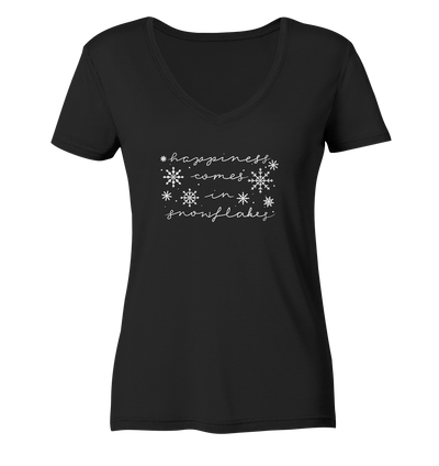 Happiness comes in Snowflakes - Ladies Organic V-Neck Shirt