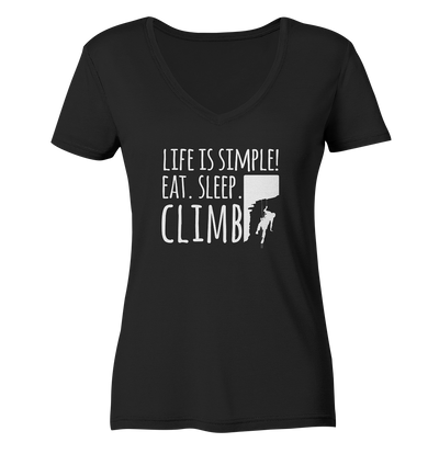 Eat. Sleep. Climb. - Ladies Organic V-Neck Shirt