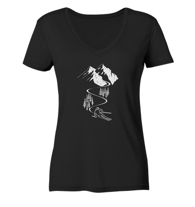 Skifahren - Ladies Organic V-Neck Shirt