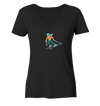 Pixelart Skifahrer - Ladies Organic V-Neck Shirt