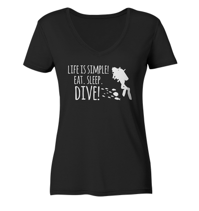 Eat. Sleep. Dive - Ladies Organic V-Neck Shirt