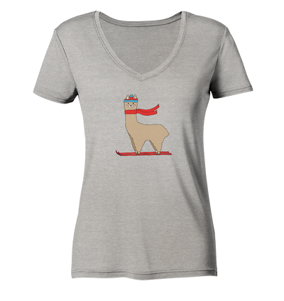 Alpaca fährt Ski - Ladies Organic V-Neck Shirt