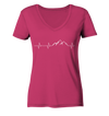 Herzschlag Berge - Ladies Organic V-Neck Shirt - Wunschtext