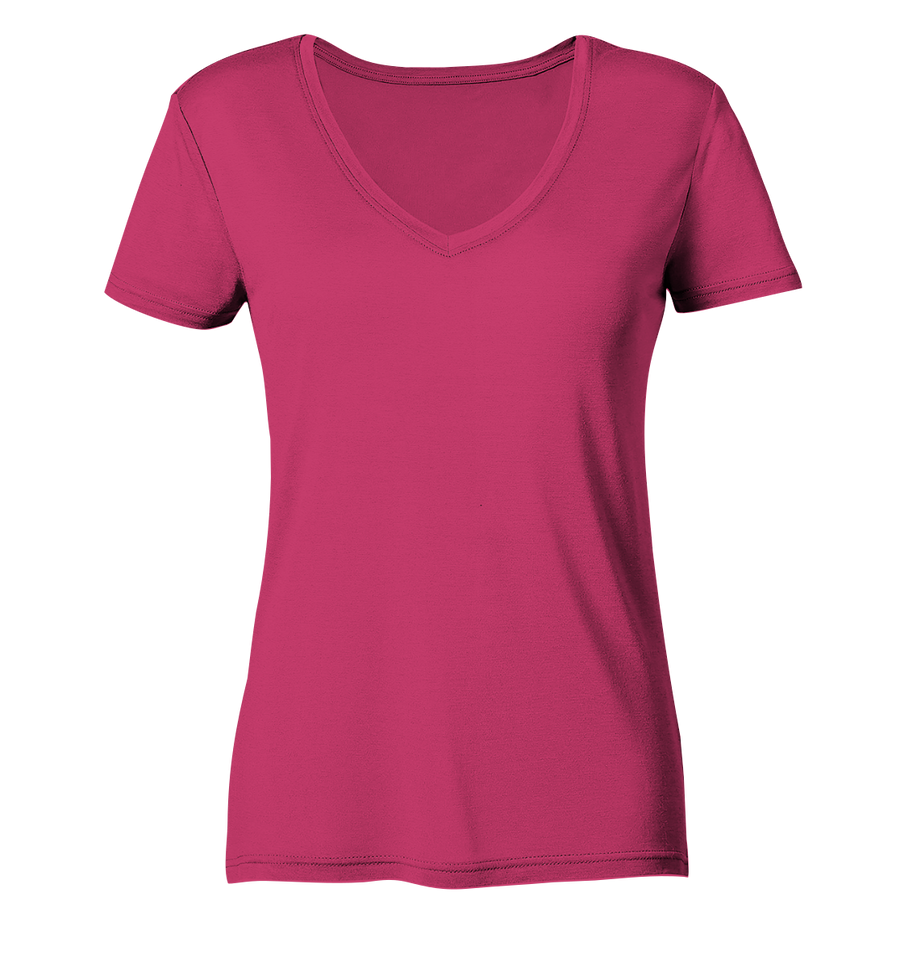 On The Road - Ladies Organic V-Neck Shirt - Wunschtext
