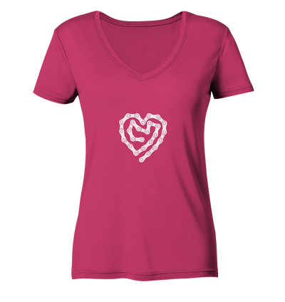 Herz Fahrradkette - Ladies Organic V-Neck Shirt
