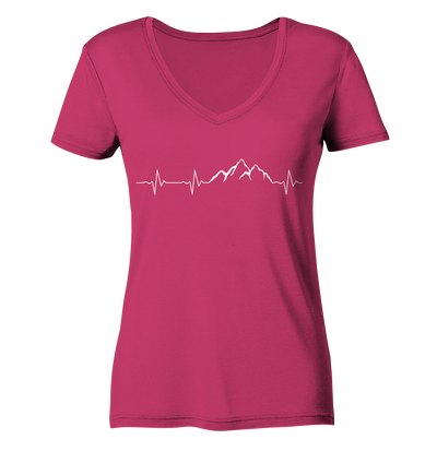 Herzschlag Berge - Ladies Organic V-Neck Shirt