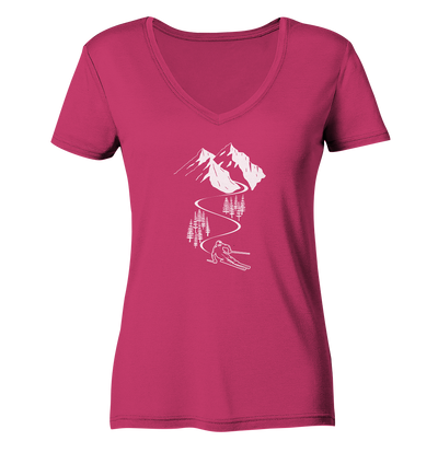 Skifahren - Ladies Organic V-Neck Shirt