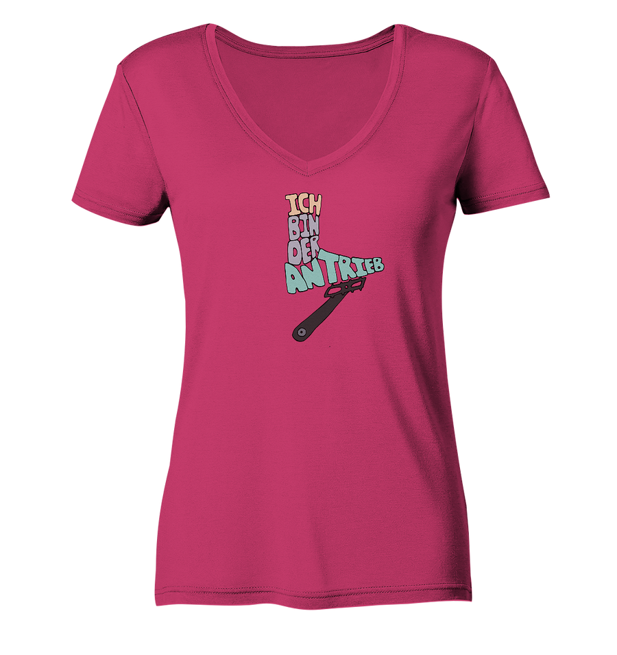 Ich bin der Antrieb - Ladies Organic V-Neck Shirt