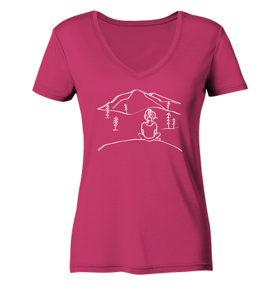 Aussicht genießen - Ladies Organic V-Neck Shirt