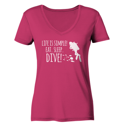 Eat. Sleep. Dive - Ladies Organic V-Neck Shirt