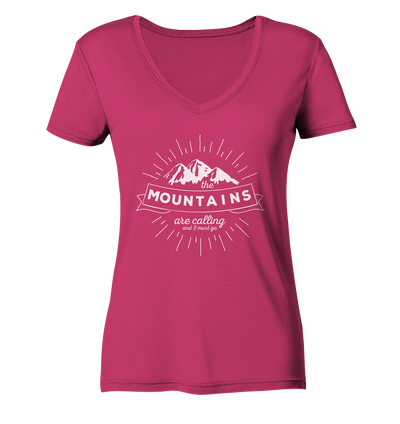 Mountains are Calling - Ladies Organic V-Neck Shirt