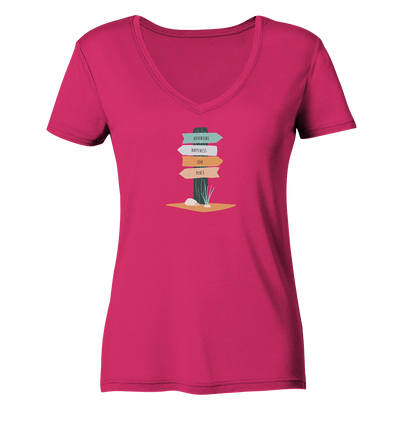 Adventure, Happiness, Love , Peace - Ladies Organic V-Neck Shirt