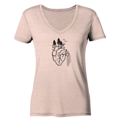 Natur in meinem Herzen - Ladies Organic V-Neck Shirt