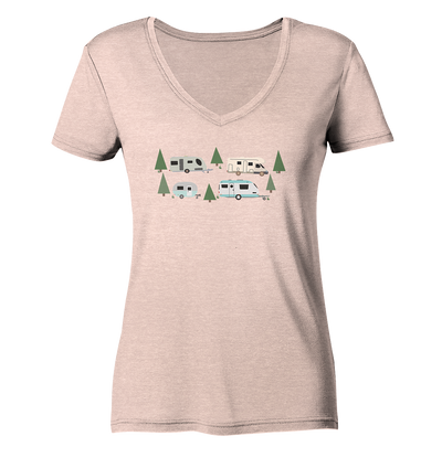Camping - Ladies Organic V-Neck Shirt