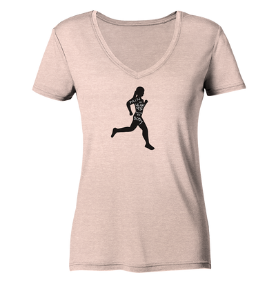 Runner Woman Pain - Ladies Organic V-Neck Shirt