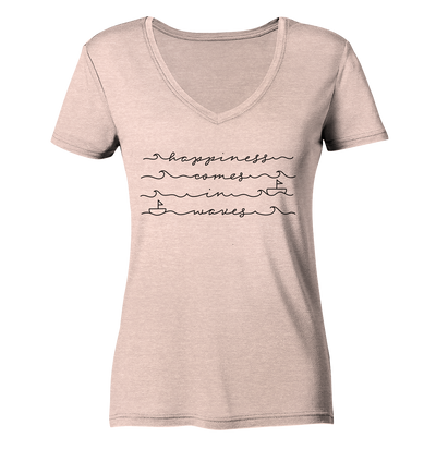Happiness comes in waves - Ladies Organic V-Neck Shirt