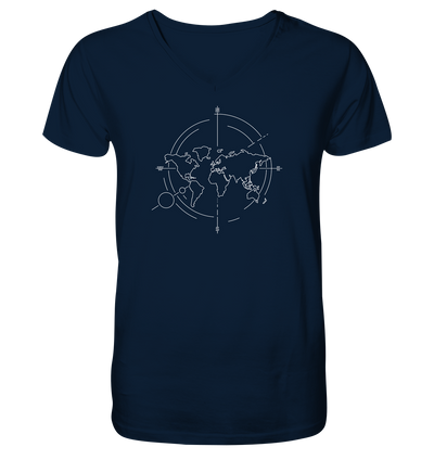 Weltkompass - Mens Organic V-Neck Shirt