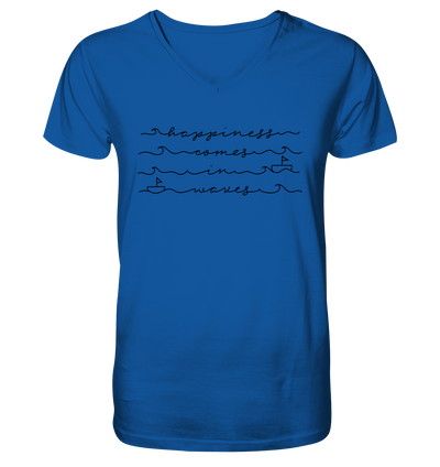 Happiness comes in waves - Mens Organic V-Neck Shirt